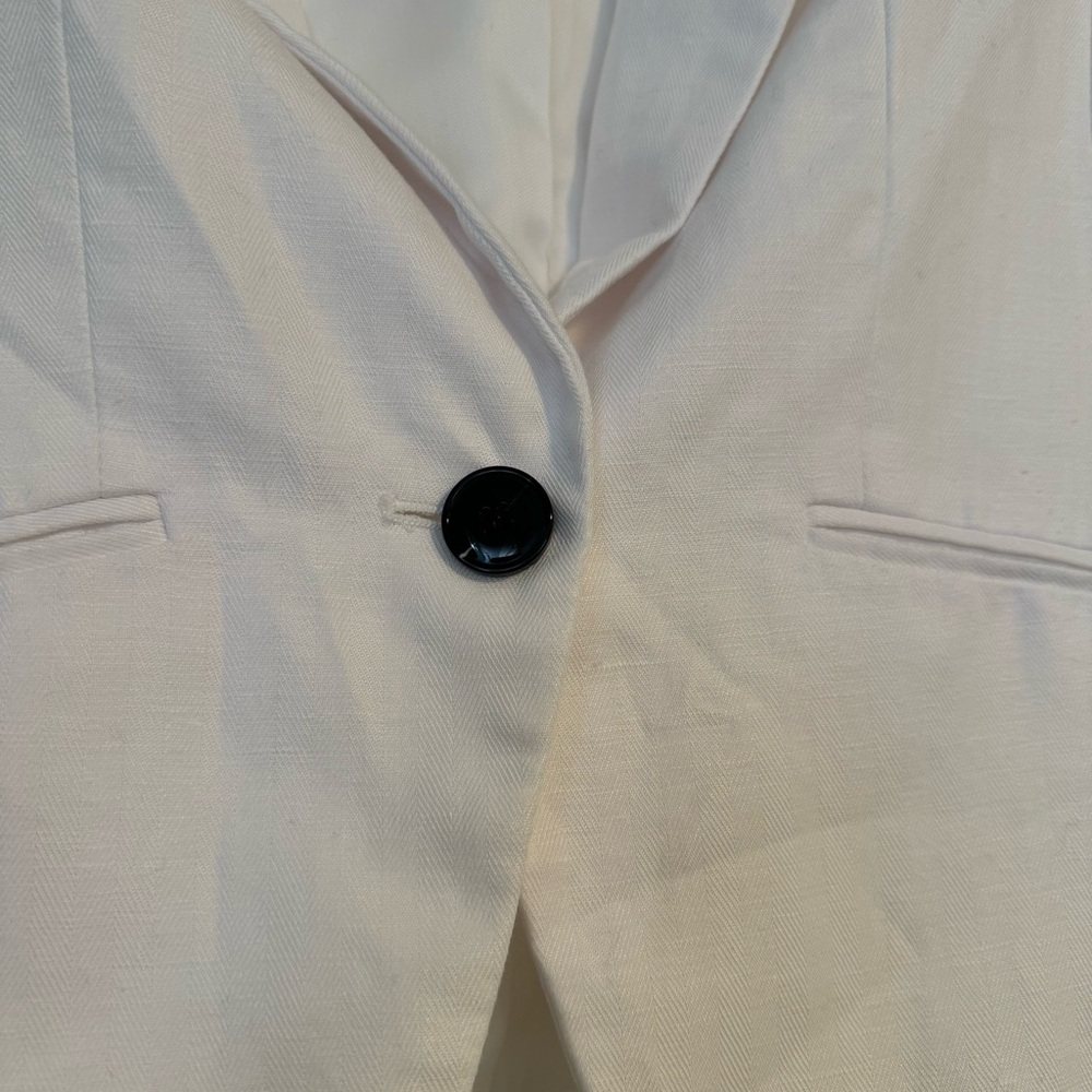 H&M White Linen and Cotton Blazer Size 4 - Picture 3 of 5